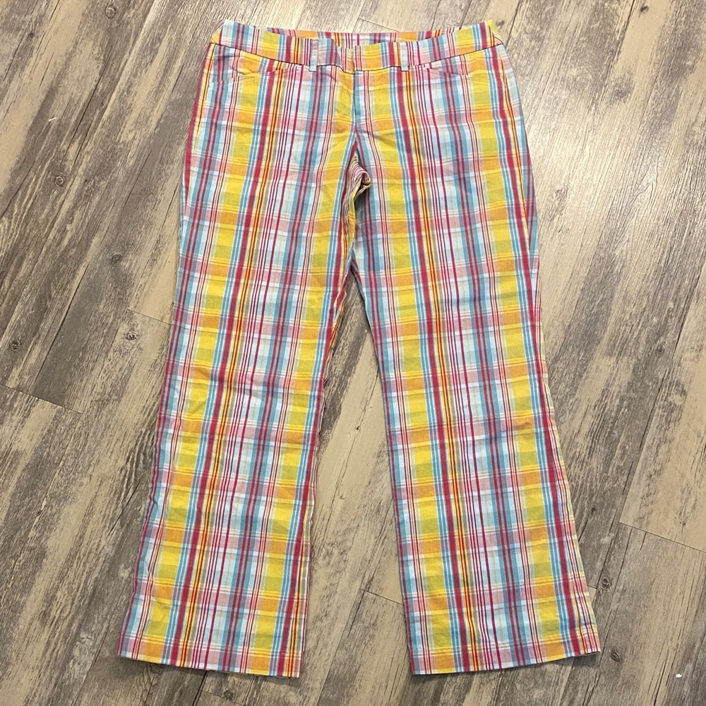 Lacoste Madras Plaid Pocket Cotton Pant Size 42 *check measurements
